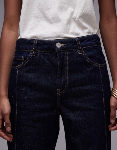 Mango longline seam front jeans in indigo blue