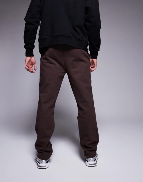 ASOS DESIGN premium heavyweight straight leg sweatpants in dark brown