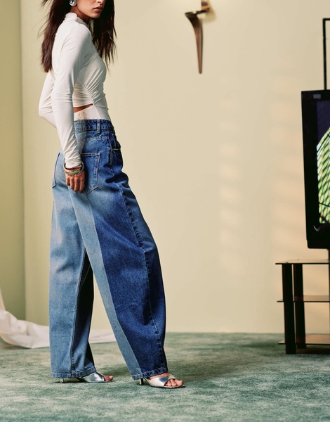 ASOS DESIGN high waisted barrel leg jeans in tonal wash