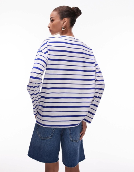 ARKET jersey long sleeve t-shirt in blue stripes