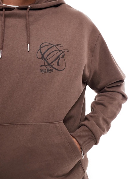 ASOS DESIGN oversized hoodie with print in brown