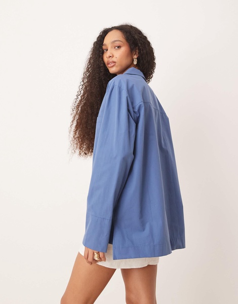 ASOS DESIGN poplin collared patch pocket shirt
