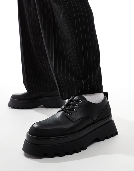 ASOS DESIGN chunky lace up shoes in black with rubber detail