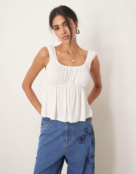 ASOS DESIGN babydoll cami top in ivory