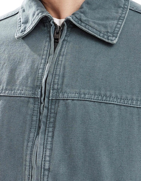 Bershka boxy fit denim washed jacket in gray