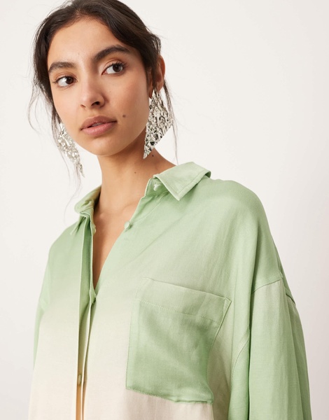 ASOS EDITION oversized shirt in green ombre print - part of a set