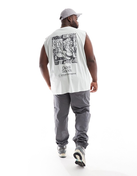 ASOS DESIGN oversized tank top in gray with abstract back print