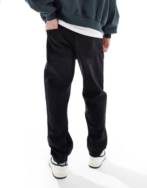 Bershka straight vintage jeans in black