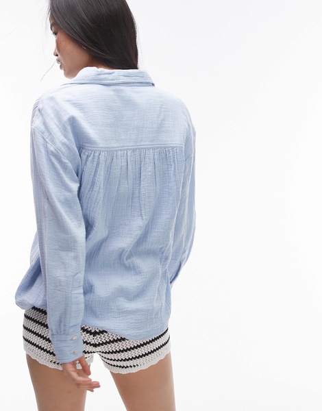 Topshop cotton casual shirt in chambray