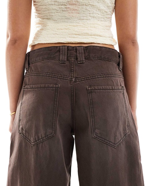 Bershka ballon wide leg jeans in washed brown
