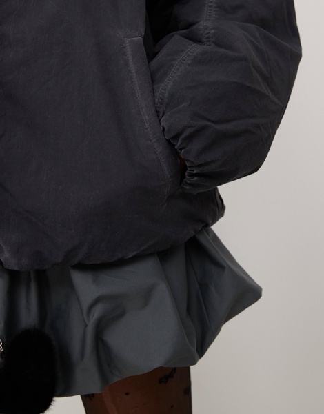 COLLUSION unisex washed harrington jacket in navy