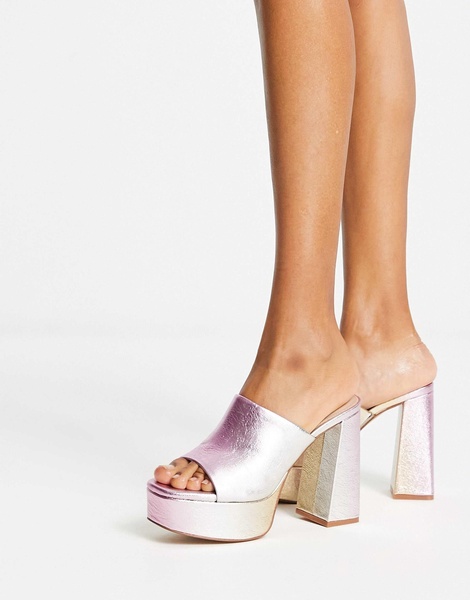ALDO Cassey platform mules in iridescent leather