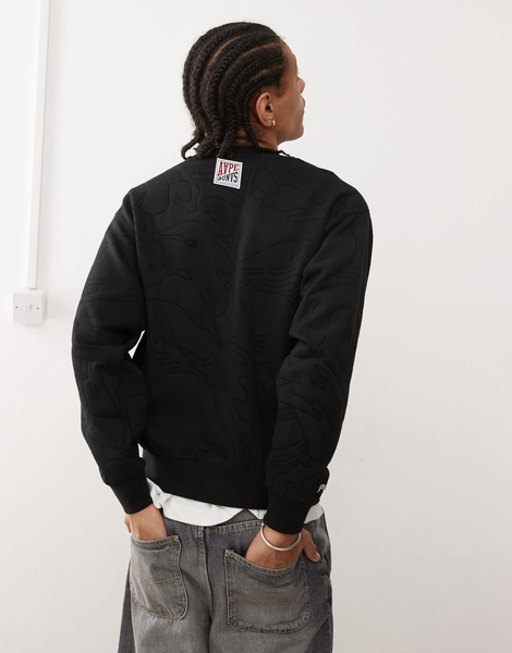 Aape By A Bathing Ape burnout camo logo sweatshirt in black