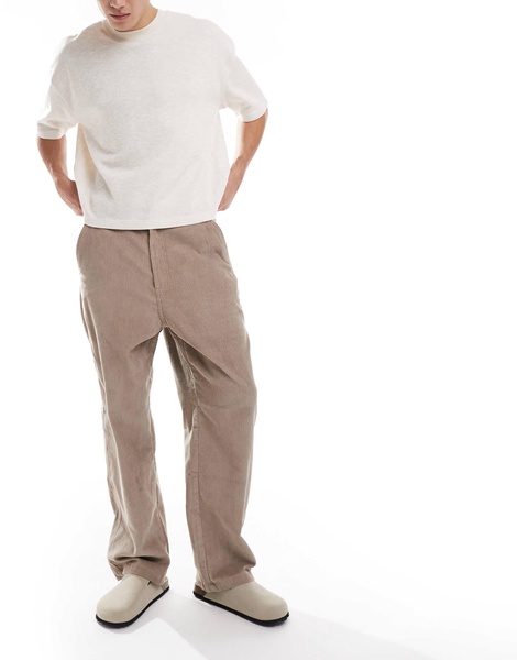 Bershka cord wide leg pants in camel