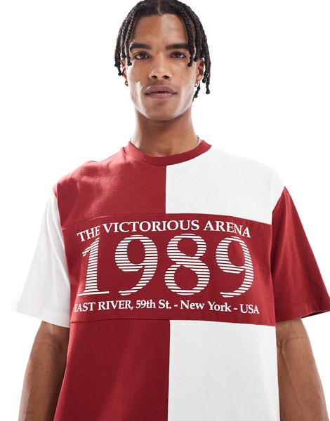 Bershka 1989 printed t-shirt in red