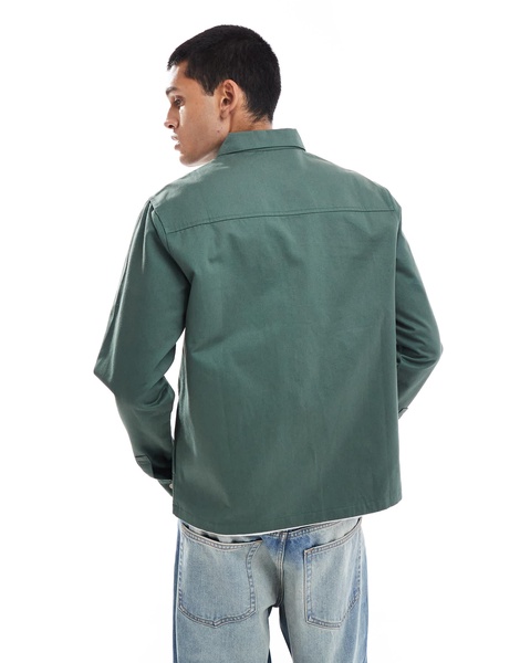 Another Influence zip up utility shirt in khaki
