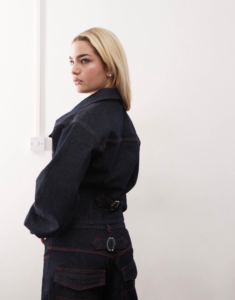 COLLUSION fitted denim jacket in rinse wash