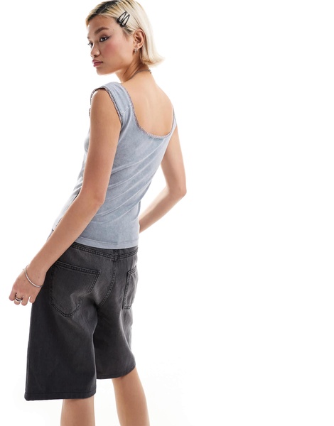 COLLUSION bardot washed top in gray