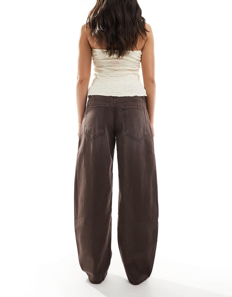 Bershka ballon wide leg jeans in washed brown