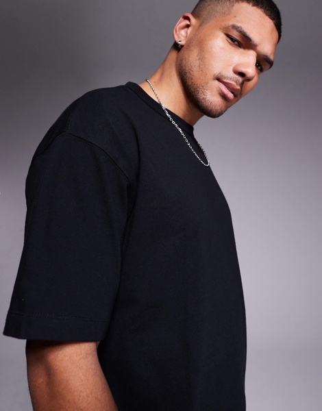 ASOS DESIGN essential heavyweight oversized boxy t-shirt 240gsm in black