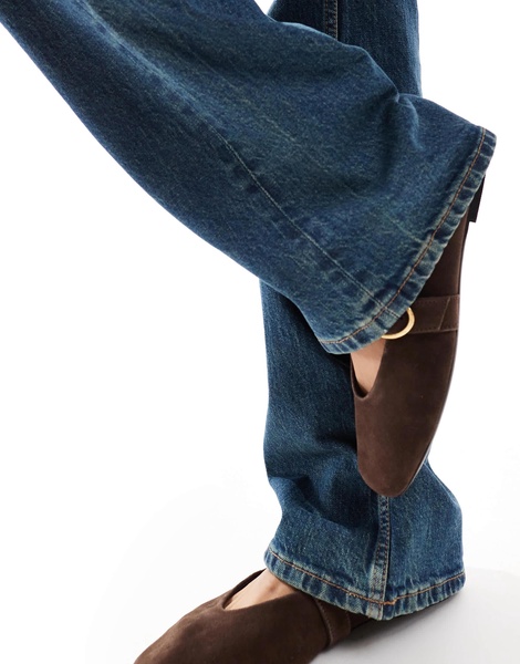 ASOS DESIGN Tall mid rise flare jeans in dark tinted blue