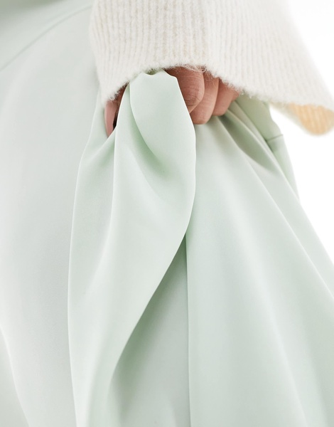 ASOS DESIGN Curve volume maxi skirt in sage
