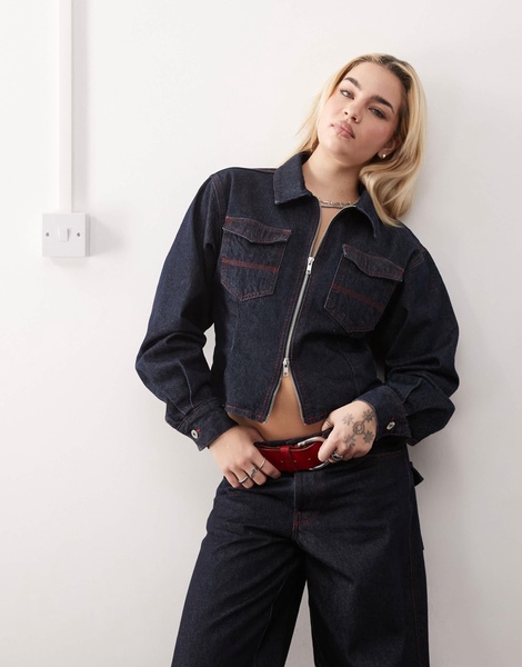 COLLUSION fitted denim jacket in rinse wash