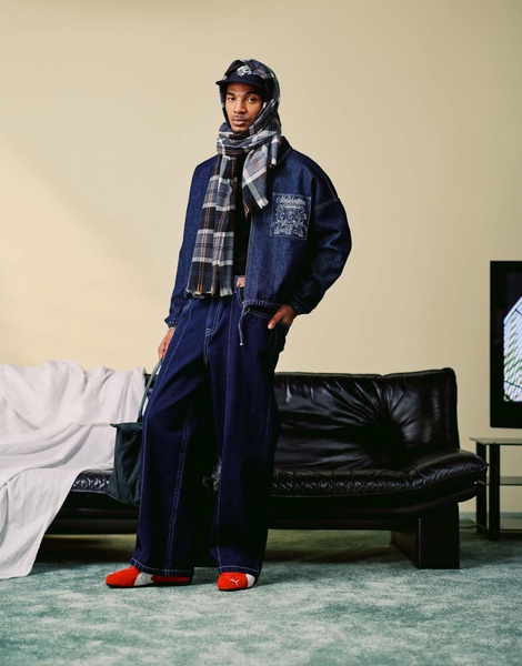 ASOS DESIGN harrington jacket with embroidery detail in indigo - part of a set