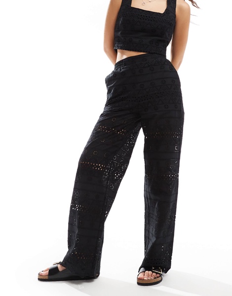 ASOS DESIGN eyelet pants in black - part of a set