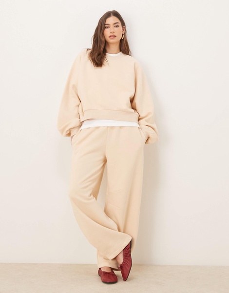 ASOS DESIGN barrel leg sweatpants in taupe - part of a set