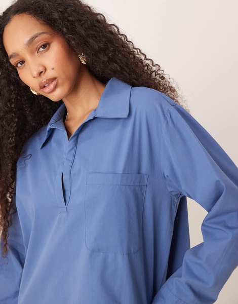 ASOS DESIGN poplin collared patch pocket shirt