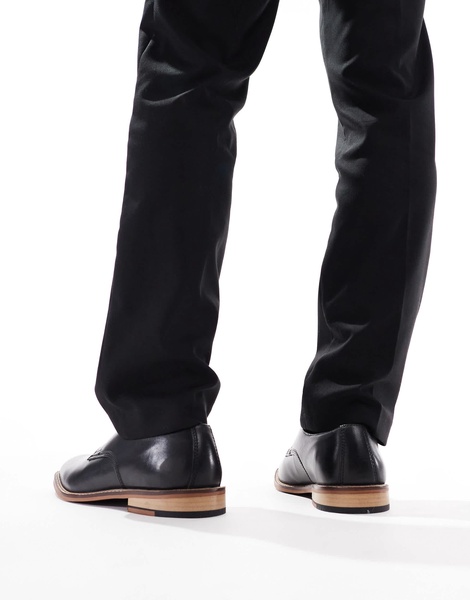 ASOS DESIGN derby lace up shoes in black leather