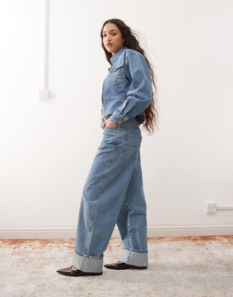 COLLUSION baggy jeans in midwash - part of a set