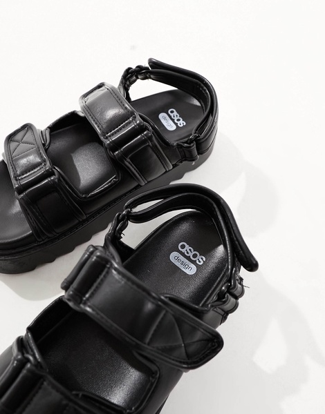 ASOS DESIGN Forecast sporty dad sandals in black