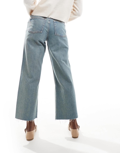 ASOS DESIGN cropped comfort stretch straight leg jeans in vintage wash