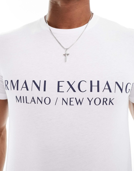 Armani Exchange linear logo T-shirt in white