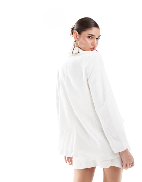 ASOS DESIGN relaxed blazer with linen in white
