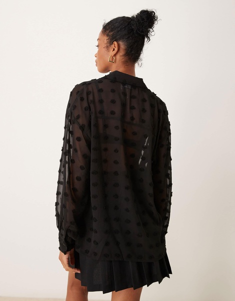ASOS DESIGN oversized shirt in black texture