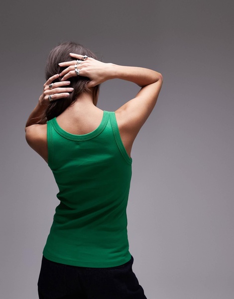 ARKET rib jersey tank top in green