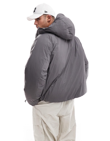 Jack & Jones hooded puffer jacket with tech details in dark gray