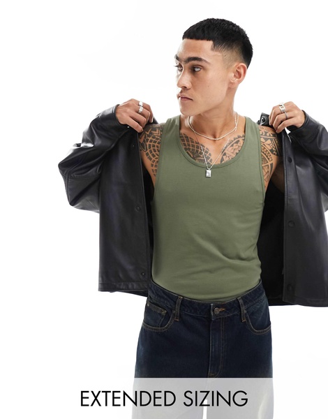 ASOS DESIGN muscle fit tank in khaki