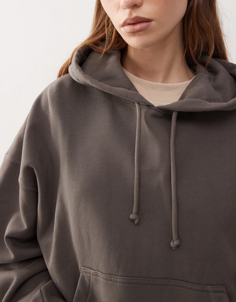 Weekday Irina heavyweight jersey slouchy fit hoodie in mole - part of a set