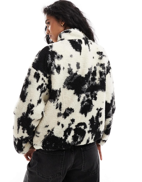 ONLY button down borg fleece in cow print
