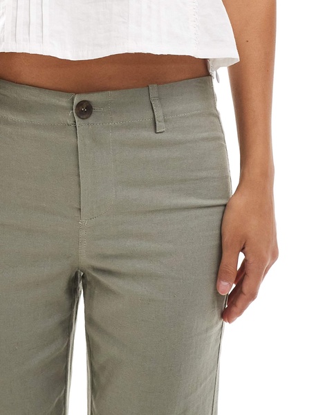 Bershka linen mix tailored flared pants in taupe