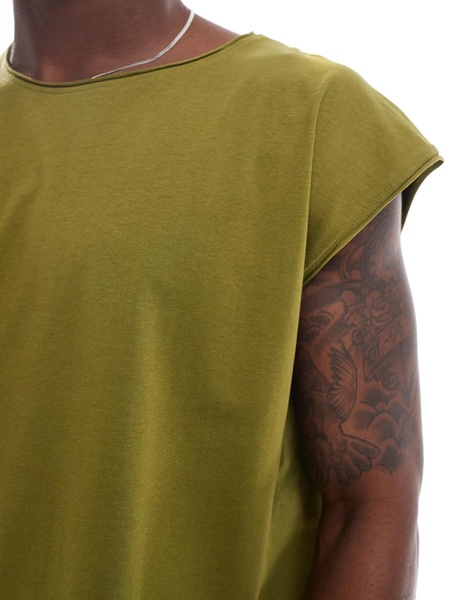 Brave Soul oversized raw edge tank top in sea kelp green