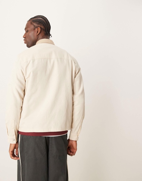 ASOS DESIGN boxy textured overshirt in ecru