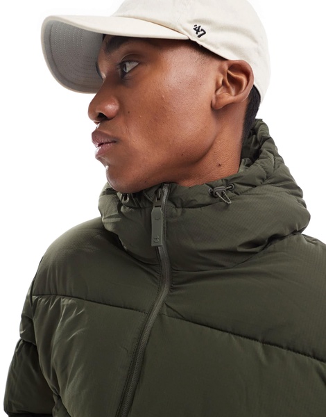 Bershka puffer jacket with hood in khaki