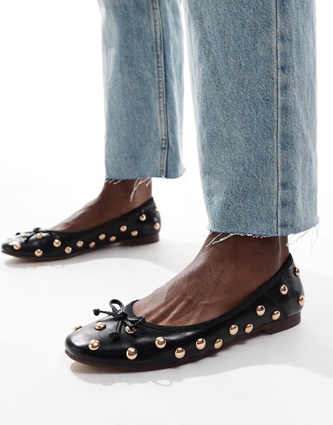 ASOS DESIGN Lullaby studded ballet flat in black