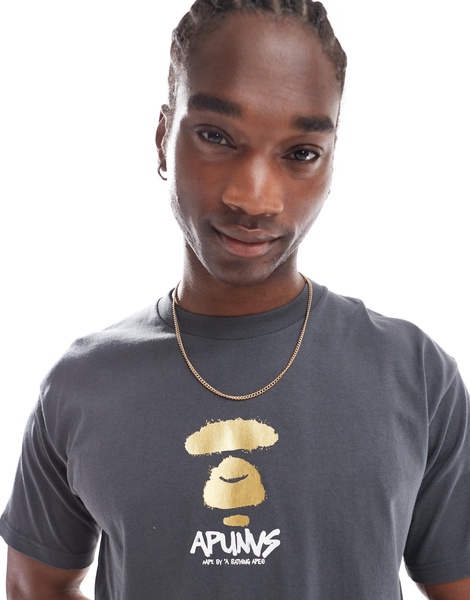 Aape by A Bathing Ape logo chest t-shirt in gray