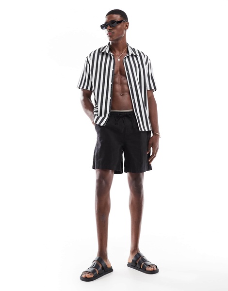 Bershka bold stripe shirt in black